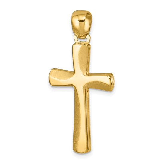 18K Polished and Satin Cross Pendant