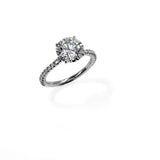 18KT Lab Diamond Solitaire Engagement Ring, 2.56ct. Halo Setting