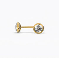 Gold Bezel set Lab grown diamond stud earrings