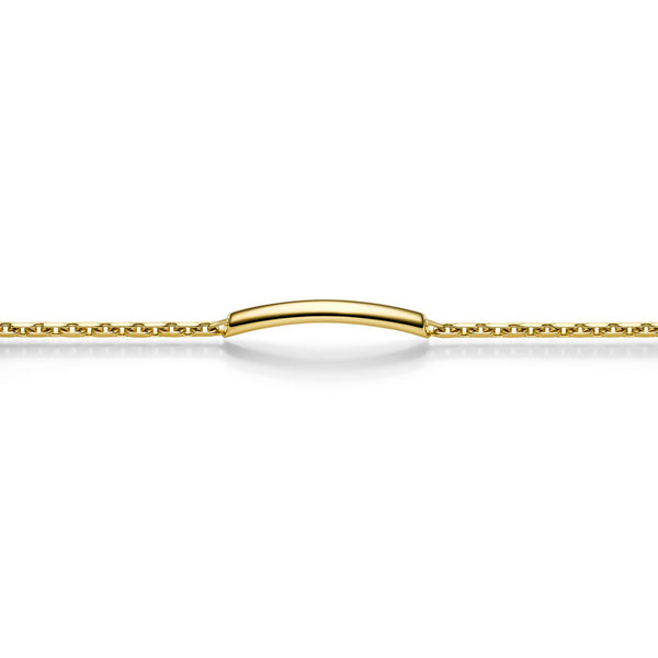 18K Yellow Gold Classic Round ID Bracelet, 17cm