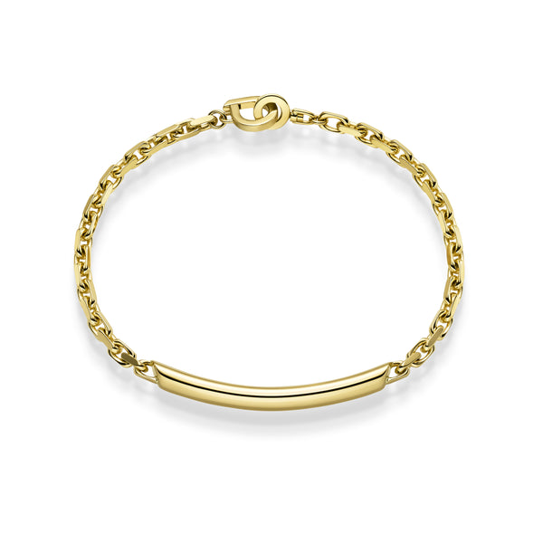 18K Yellow Gold Classic Round ID Bracelet, 17cm