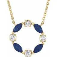 Sapphire and Diamond Circle Necklace