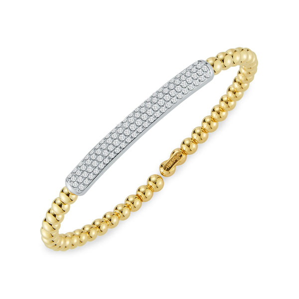 Gold Cuff Bracelet with Pavé Diamonds