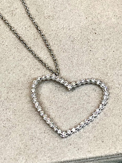 Small Diamond Heart Pendant-Necklace