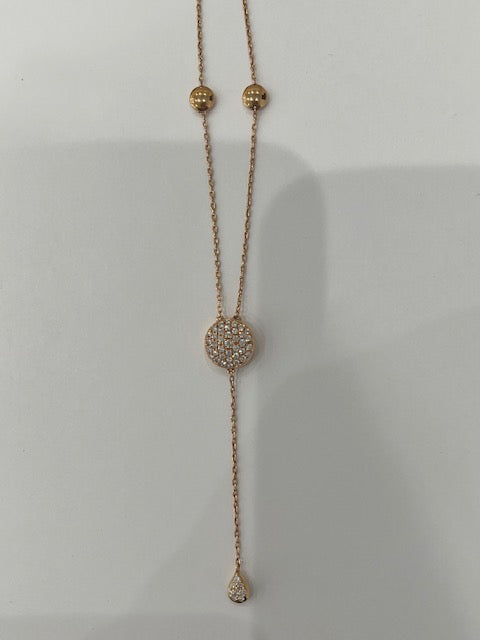 N8563P 18KT Rose Gold & Diamond Lariat Necklace