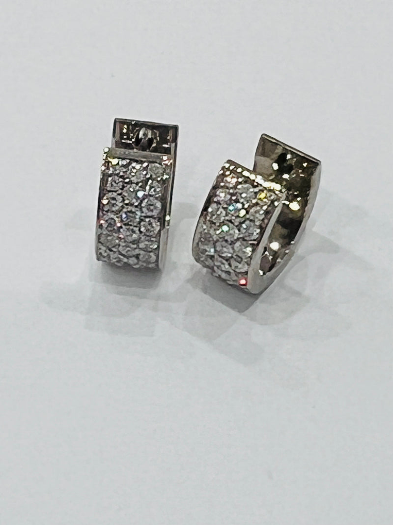 3-row diamond pave huggie earrings, BY BEZ AMBAR