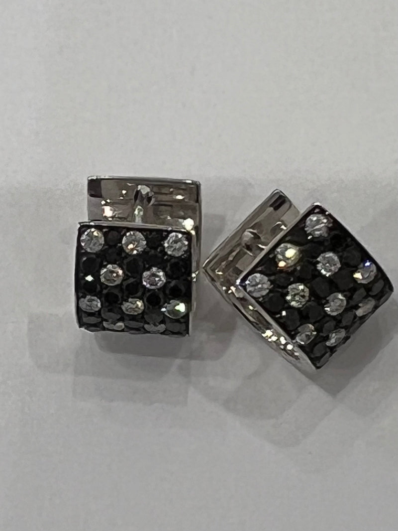 Black + white diamond pave huggie earrings