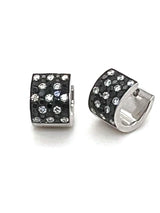 Black + white diamond pave huggie earrings