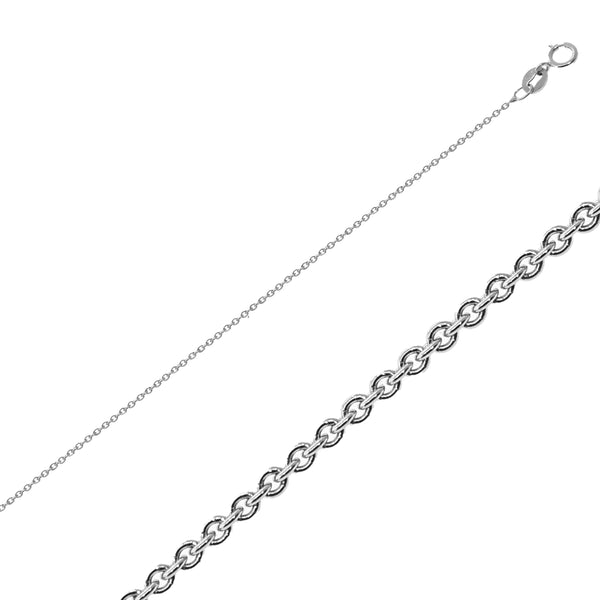 18KT White gold rolo chain, 16"