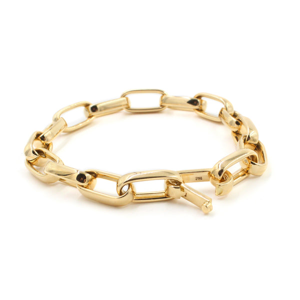 18KT Gold Eyelet Link Bracelet, 21cm