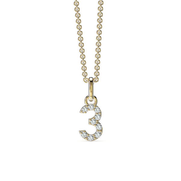 18KT Yellow Gold Petite Diamond Number Pendant - 3