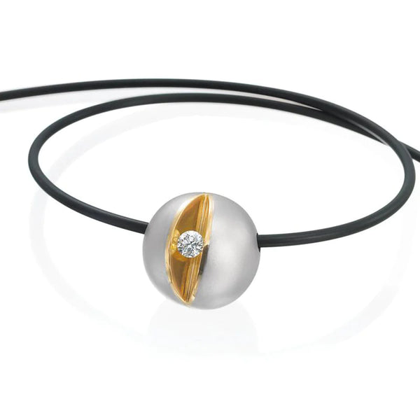 Platinum, Gold and Diamond Ball Pendant