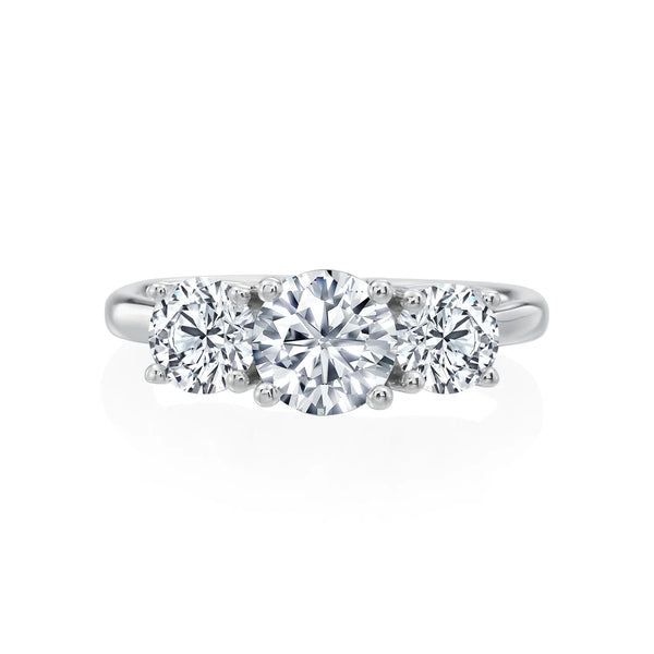 18KT White Gold 3-Stone Lab Diamond Ring