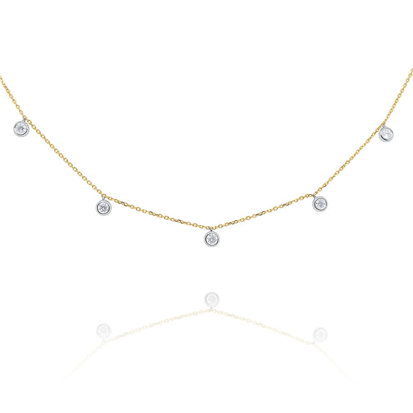 14KT Yellow Gold and Diamond Drops Necklace