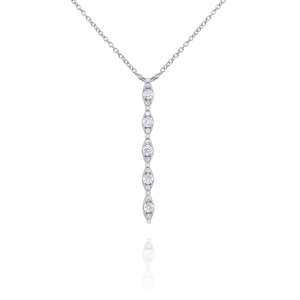 14KT White Gold and Diamond Vertical Bar Necklace