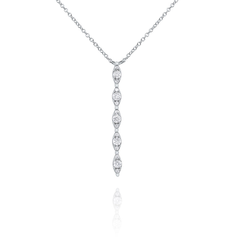 14KT White Gold and Diamond Vertical Bar Necklace