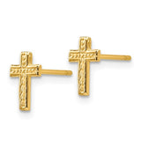 14KT Gold Tiny Cross Stud Earrings