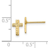 14KT Gold Tiny Cross Stud Earrings