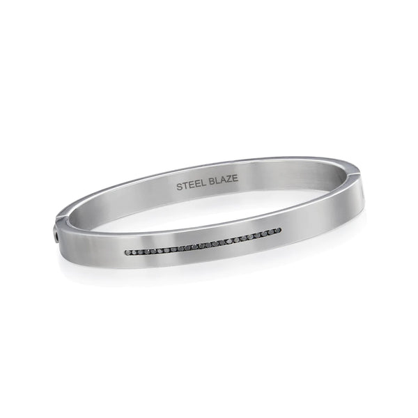 Steel Bangle Set with 24 Black Diamonds