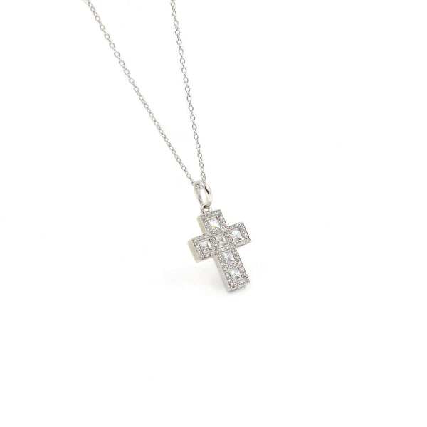 18KT Blaze Diamond Cross Pendant Necklace