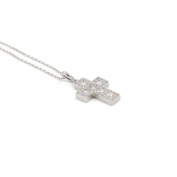 18KT Blaze Diamond Cross Pendant Necklace